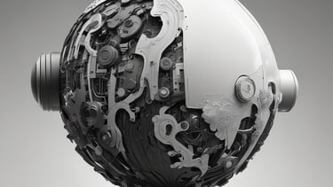 an abstract image of a sphere with dots and lines