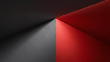 Dramatic raking light over a perfectly smooth, sharp-edged drywall corner, high-contrast architectural detail, clean lines
