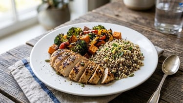 Grilled salmon with broccoli and quinoa for a nutritious high-protein dinner.
