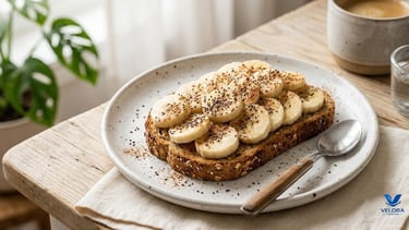 Peanut butter banana toast was a nutritious breakfast with a good amount of fibre.