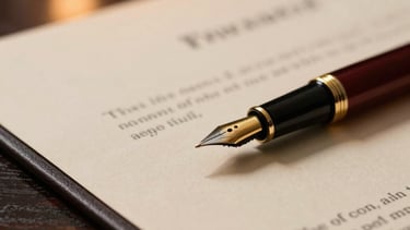 Close-up of hands signing a credit agreement with a blue and gold pen
