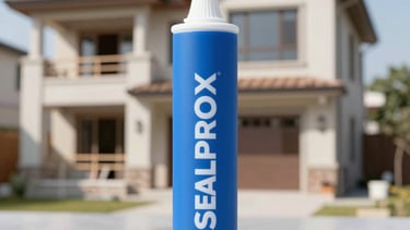 Close-up of a worker applying silicone sealant on a construction joint