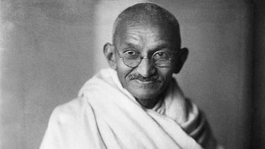 Black and white portrait of Mahatma Gandhi 