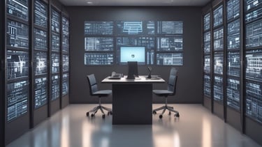 Cybersecurity expert analyzing AI system protections on multiple screens