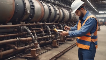 Technician performing maintenance on industrial machinery