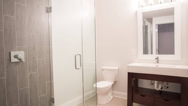 Bathroom remodel with new vanity and tile flooring in Columbus, Ohio