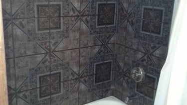 Bathroom remodel with new vanity and tile flooring in Columbus, Ohio