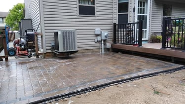 Modern paver patio with seating area in Columbus Ohio