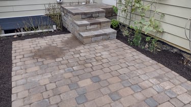 Custom paver patio installation in Columbus Ohio backyard
