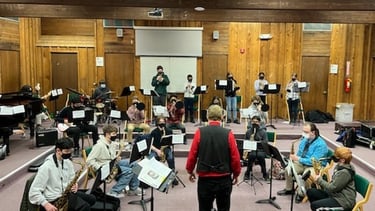 Jazz Band Director in rehearsal.