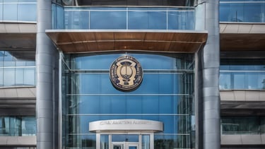 a building with a glass facade and a sky view