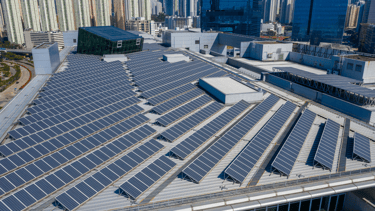 a large solar panel roof with solar panels