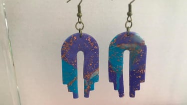 Polymer clay dangle earrings handmade in cornwall