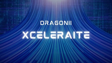 Logo Dragonii si Xceleraite ilustrand tehnologia AI pentru generare leaduri calificate si automatiza