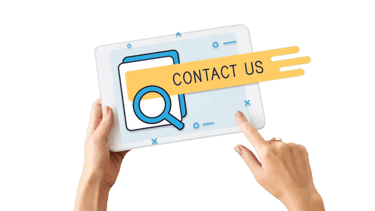 a person holding a tablet with a magnifying contact with contact with contact