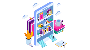 a person standing in front of a bookcase