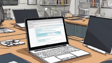 a laptop computer sitting on a table with a laptop and a laptop