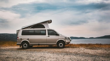 Camper van with roof tent
