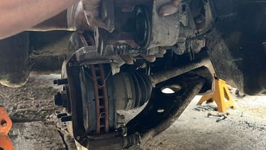 Mechanic doing brake change