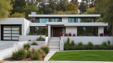 Model depicts the interior of a modern building, featuring several trees and seating areas. Multiple people are visible inside, engaged in various activities. The design of the building includes multiple horizontal lighted strips and a reflective glass facade that adds a dynamic feel.