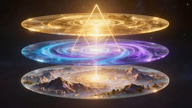 Three planes of existence showing mental plane where subconscious patterns create physical reality