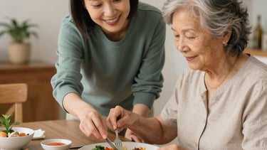 woman in blue button-down shirt smiling in front of camera