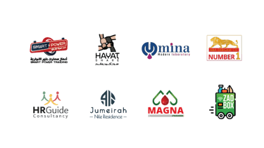 a bunch of logos on a white background