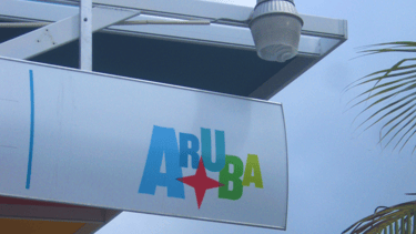 Placa de boas-vindas de Aruba no Porto de Oranjestad