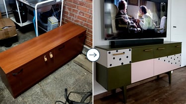 komodos dažymas – prieš ir po atnaujinimo