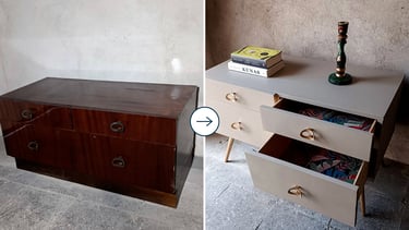 komodos dažymas – prieš ir po atnaujinimo