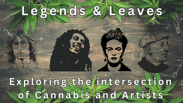 a group of people with marijuana leaves and marijuana leaves