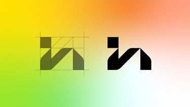 Geometric HI letters logo design icon grid.