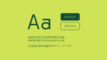 Digital branding color palette and brand font for sustainability logo.