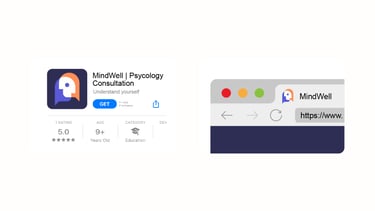 App icon design and favicon for mental health brand identity.