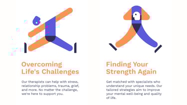 App screen design and illustration art for online therapy company.