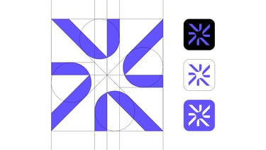 minimalist logo design grid and app icons of letter N and asterisk 