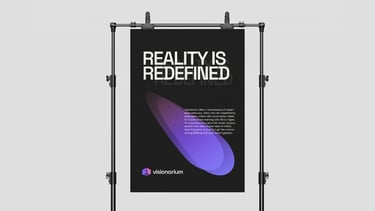 Black and purple contemporary graphic design poster for VR space company.