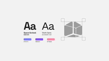 Futuristic design brand fonts paring, neon gradient logo colors and app icon design.