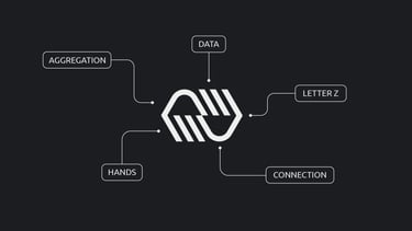 Logo design for PaaS service. The design is an abstract combination of hands, aggregation, data. letter Z, connection.
