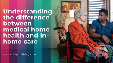 Senior woman in a wheelchair discussing medical home health and in-home care with a male caregiver.