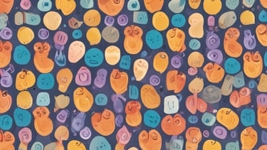 Colorful, patterned letters spelling out 'SKILLS' are arranged on a bright yellow background. Each letter features distinct patterns: red with white hearts, black with white stars, purple with yellow stars, and green with pink polka dots.