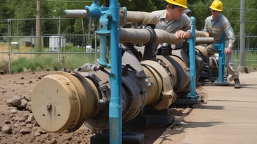 A smiling family filling glasses with clear water in their kitchen
