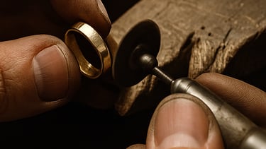 joyero fabricando alianza de boda