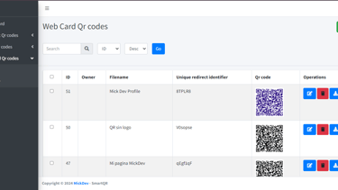 Listado de códigos QR para tarjetas de presentación