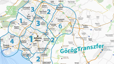 Athén transzfer zónatérkép