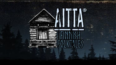Company's first game, AITTA logo. Dark, coniferous forest and full moon