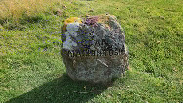 Clan Grave Marker on Culloden Battlefield in Scotland