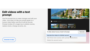 Edit videos with a text prompt image with a video screen