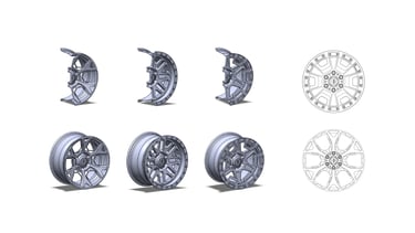 wheel casting form flowing forged aluminum molding alloy industrial design sketch cad