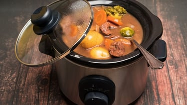 a potted potted with stew in a slow cooker